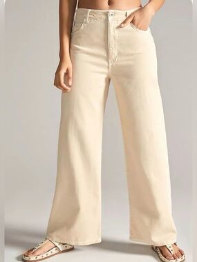 Anthropologie Pilcro The Annie Wide-Leg Jeans beige size 29 petite